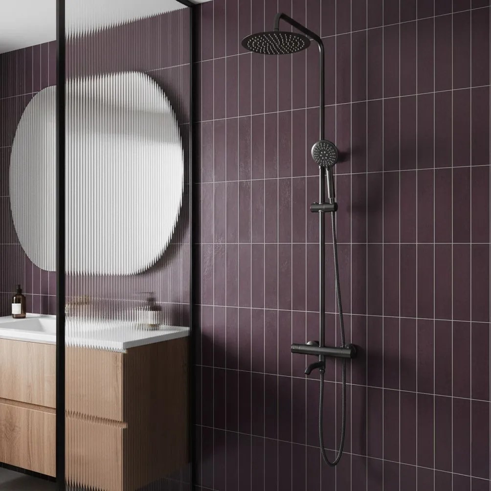 Rea Lungo, sprchová súprava s termostatickou batériou, grafitová, REA-P6386