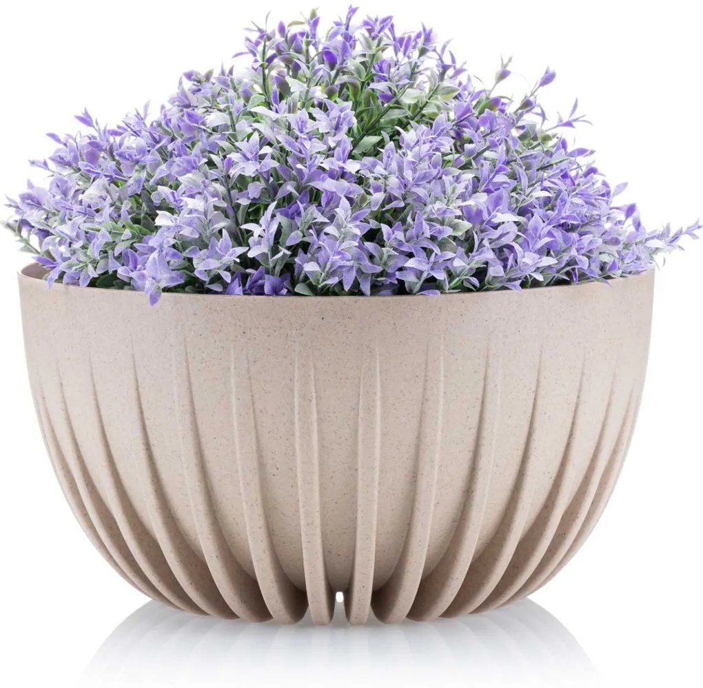 Kvetináč PRUHOVANÝ EKO 30 cm svetlohnedý