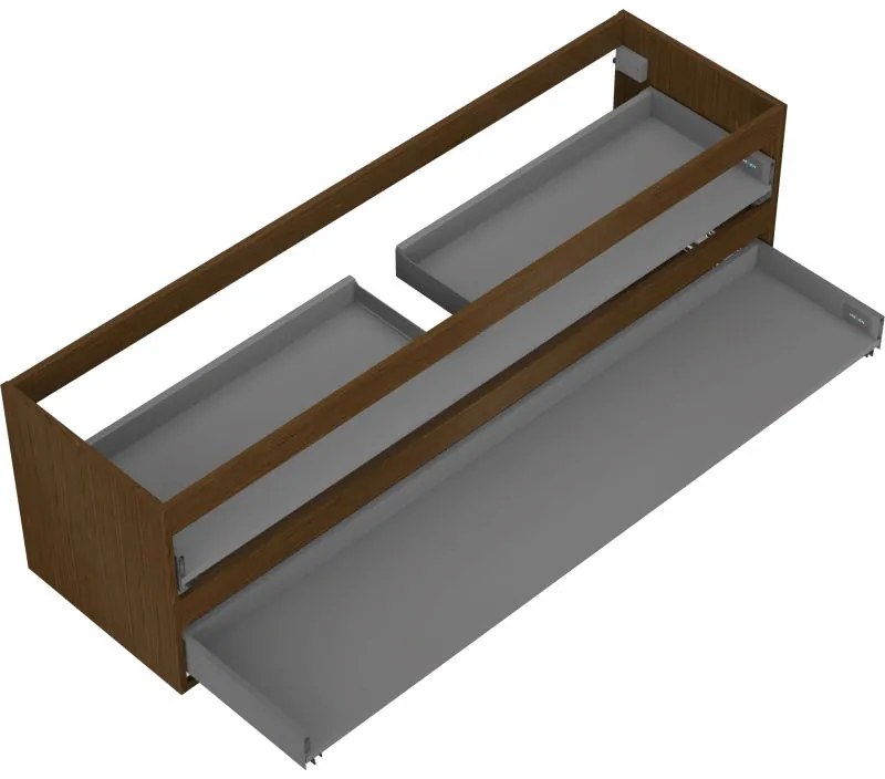 Mexen Box-A, závesná skrinka 160 cm, 2 zásuvky, orech, 91AX0-1600-470-2-86