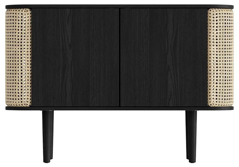 Nízka komoda v dekore duba v čierno-prírodnej farbe 109x75 cm Treasures – UMAGE