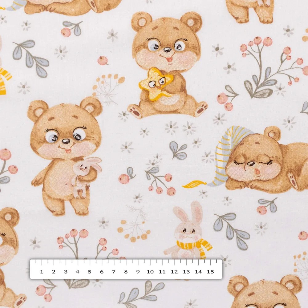 Biante Detský bavlnený oválny obrus Sandra SA-524 Roztomilé medvedíky na bielom 60x100 cm