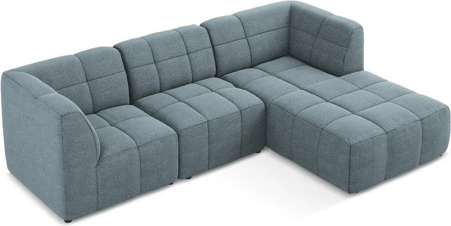 Modrá rohová pohovka z textílie buklé (pravý roh/s leňoškou) Aloha – Makamii