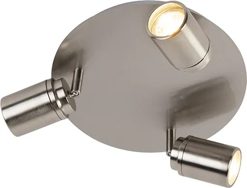 Moderné kúpeľňové bodové svetlo oceľ 3-žiarovkové IP44 - Ducha