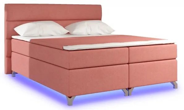 Posteľ Boxspring Amadeus + LED 200x180, šedá (koženka - bao 10)