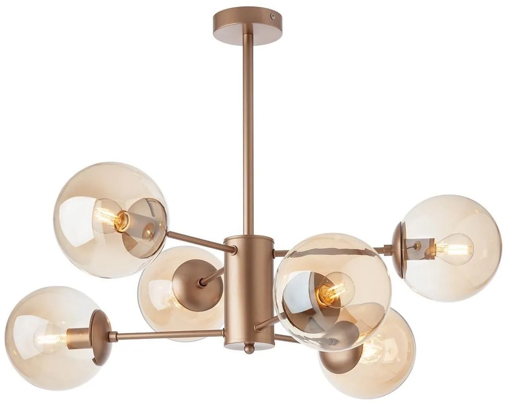 Redo 01-2943 - Luster na tyči MUNDI 6xE14/28W/230V meď