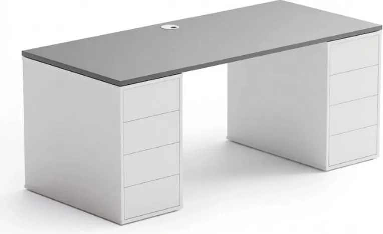 Kancelársky písací stôl s úložným priestorom BLOCK B03, 180x80 cm, biela/grafit