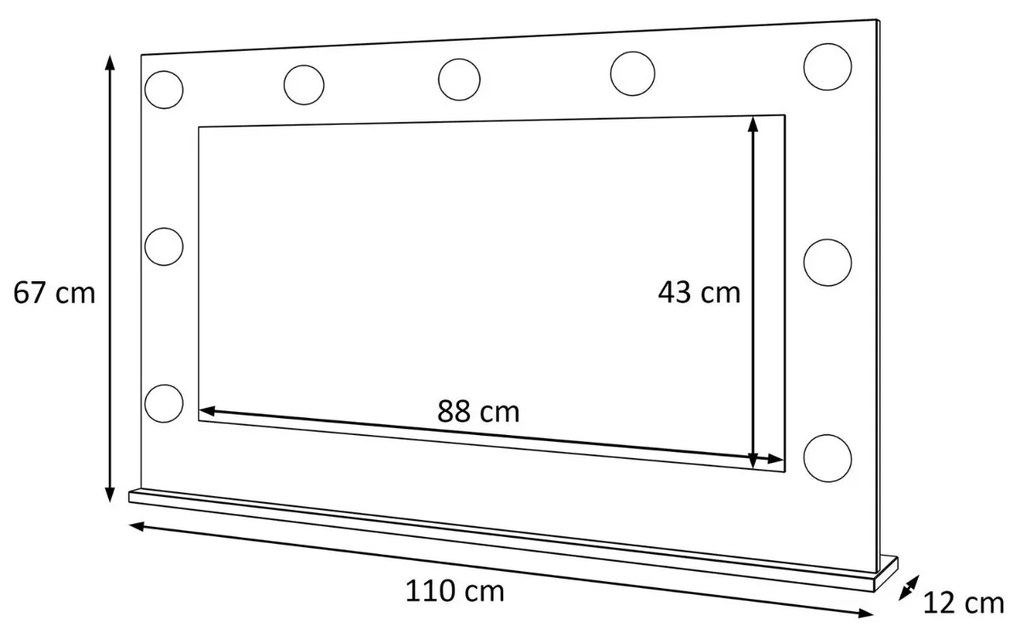 KOZMETICKÉ ZRKADLO VALENTINA 110 x 67 cm