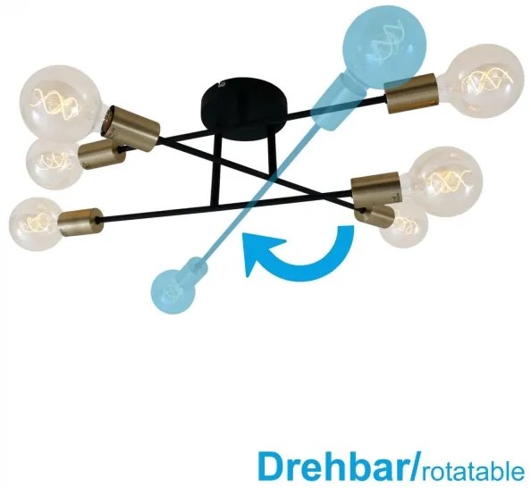 Briloner 3868-065 - LED Prisadený luster BLACK STEEL 6xE27/60W/230V