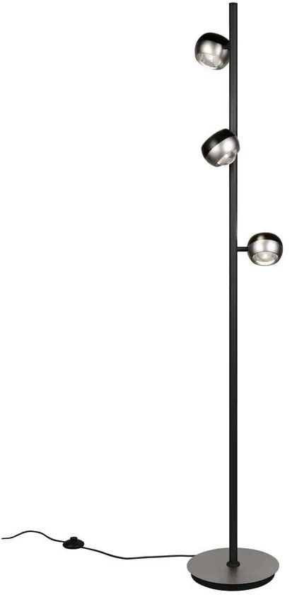 Čierna/v striebornej farbe LED stojacia lampa (výška 150 cm) Orbit – Trio Select
