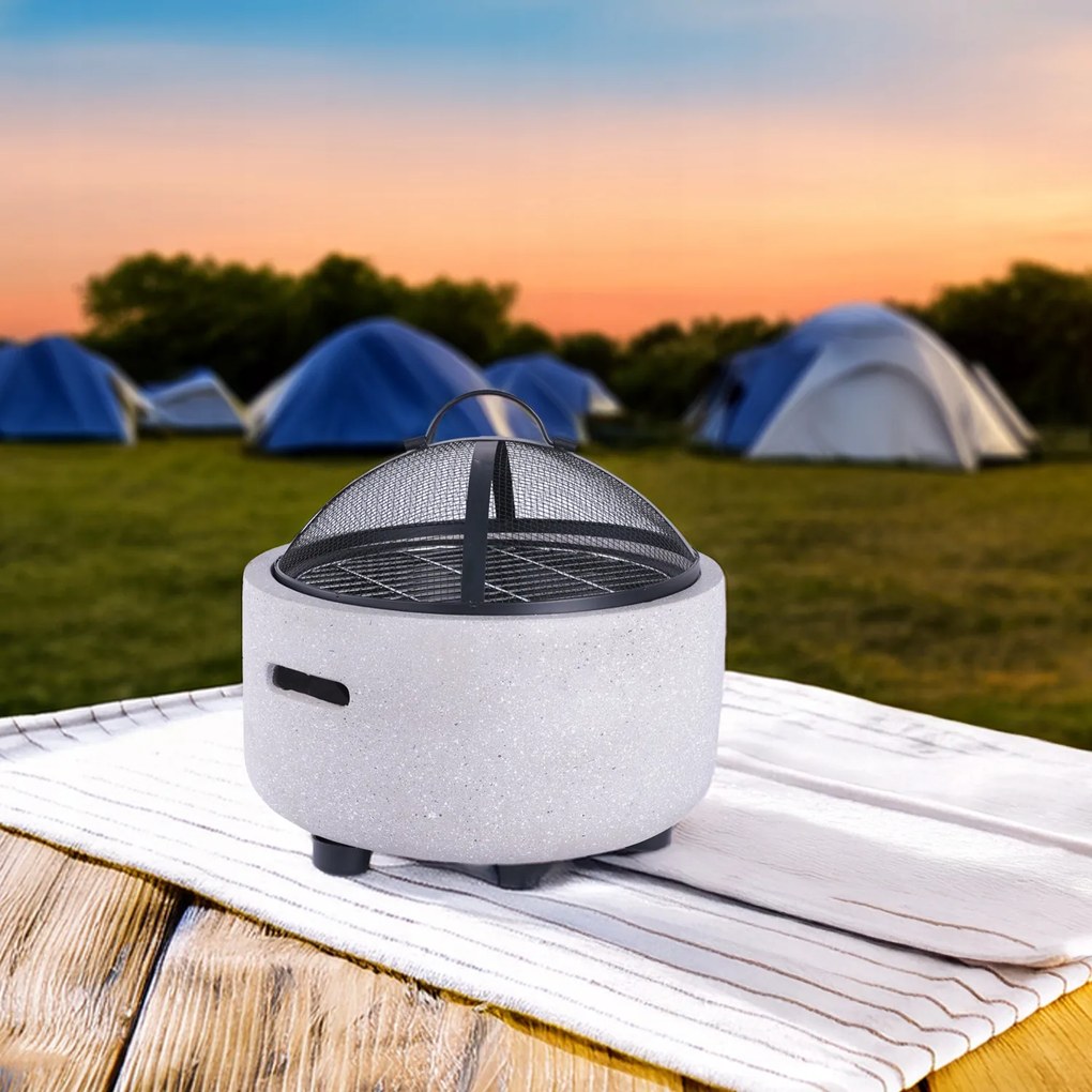 CH Záhradné ohnisko s grilom a poklopom - imitácia kameňa