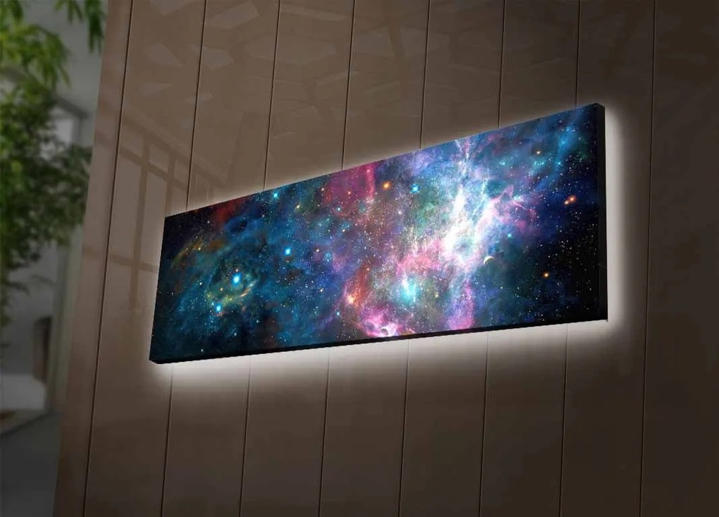 Obraz s LED osvetlením NOČNÁ GALAXIA 30 x 90 cm