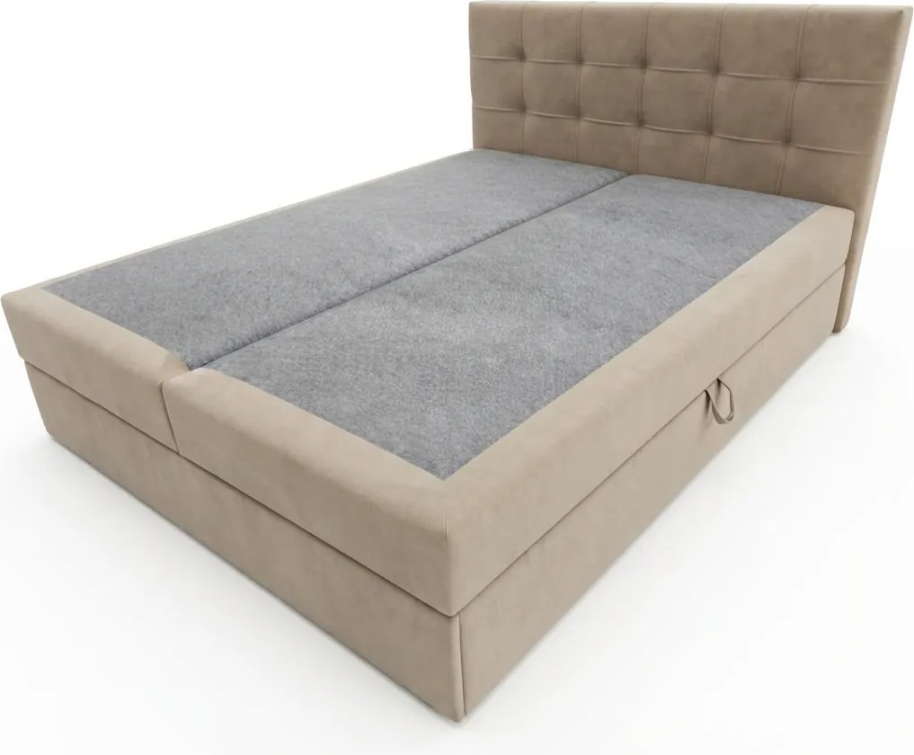 Čalúnená posteľ boxspring DIRELIS TRINITY 160x200 cm béžová Matrac: Bonell pružinová matrac