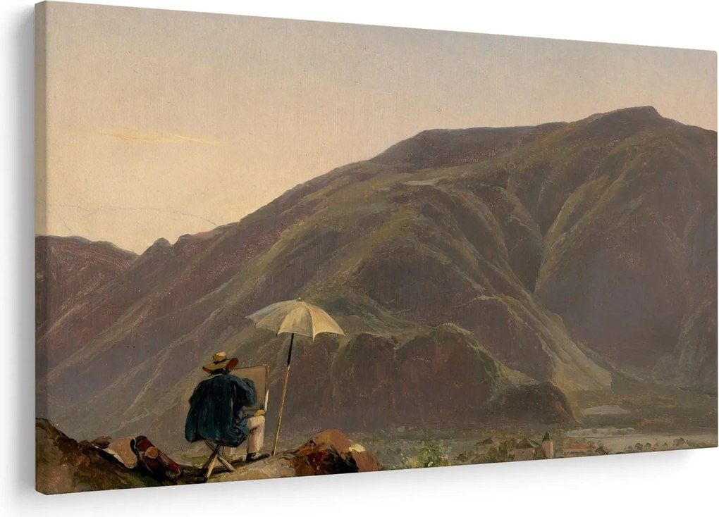 Obraz - Jules Coignet, View of Bozen with a Painter, reprodukcia (90x60 cm)