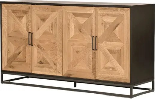 Komoda Indus 160 cm z masívu dub prírodná/grafit