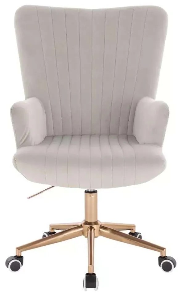LuxuryForm DESIGN Kreslo AMADEO VELUR na zlatej podstave s kolieskami - svetlo šedé