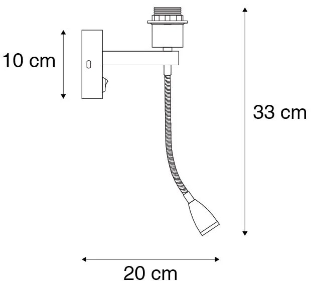 Nástenná lampa bronzová vrátane LED s ramenom na čítanie - Brescia Combi