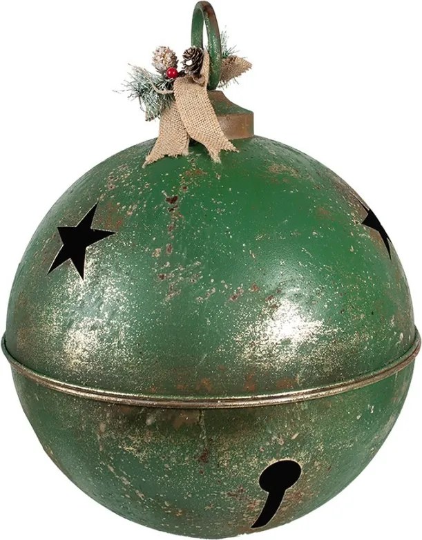 Veliká kovová zelená dekorace rolnička - Ø 41*51 cm