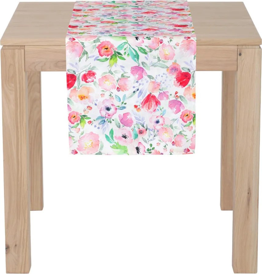 Behúň na stôl Akvarel kvety, 150x40 cm