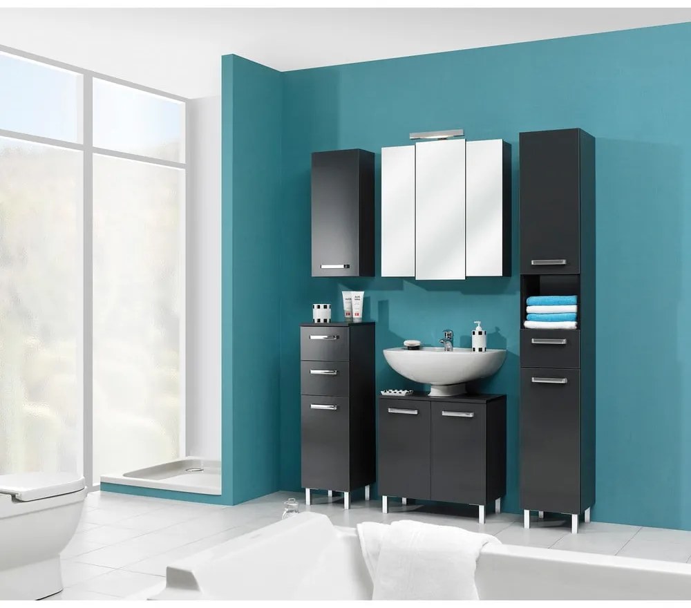 Tmavosivá závesná kúpeľňová skrinka 30x70 cm Set 311 - Pelipal