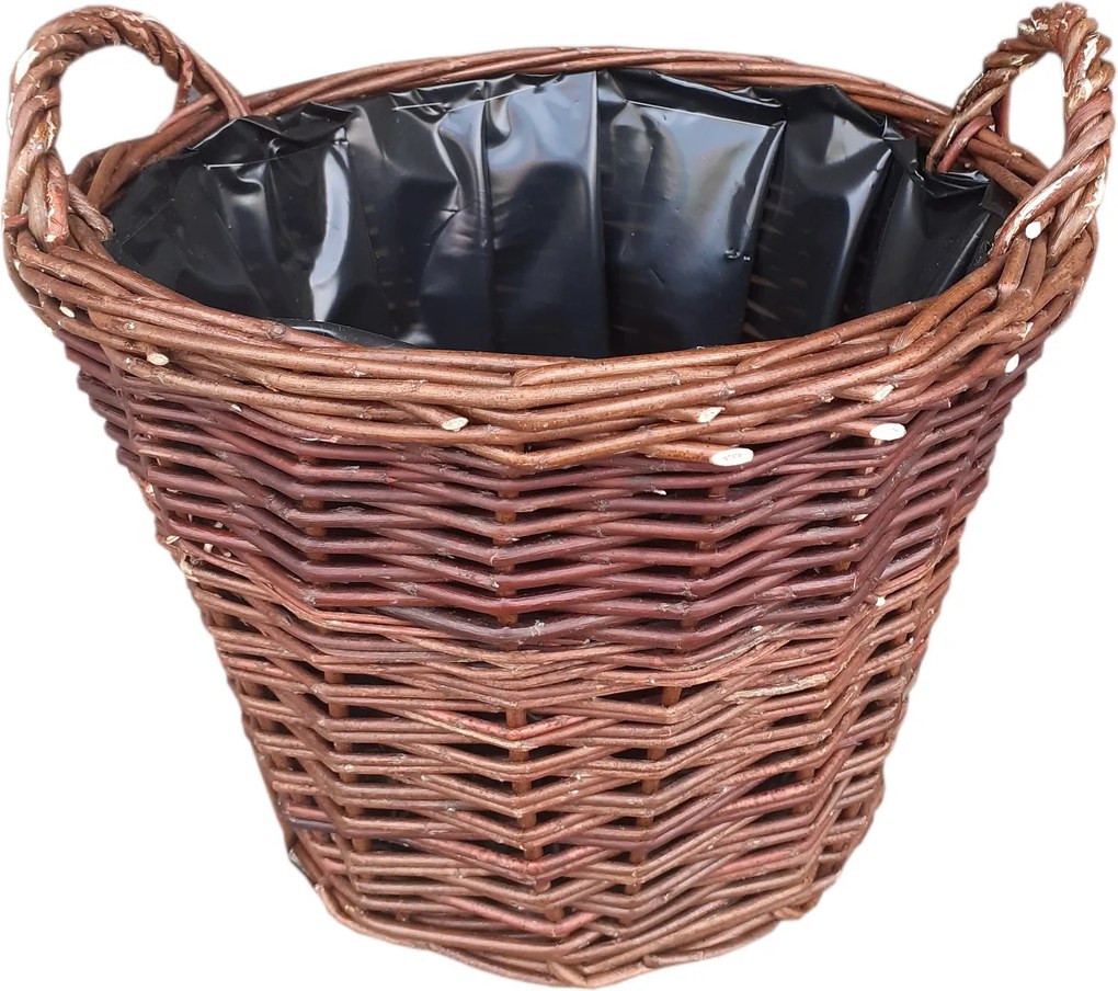 HRADIL Proutěný obal květináč kulatý s folií 30 cm