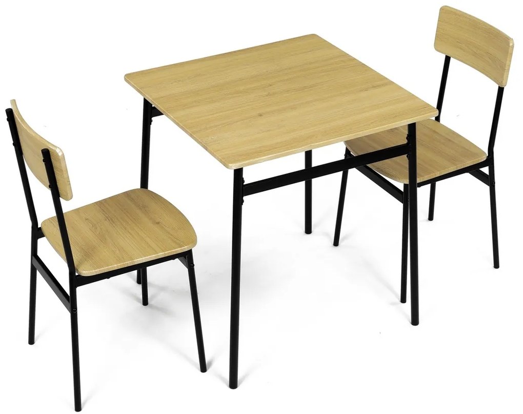 Jedálenský set Industrial s 2 stoličkami, 70 x 70 x 76 cm, divoký dub