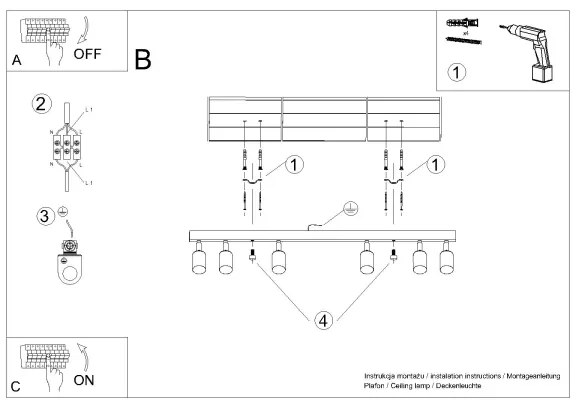 Sollux SL.1380 - Bodové svietidlo WINX 6xGU10/10W/230V čierna/meď