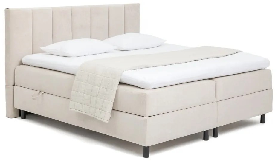 Béžová boxspring posteľ s úložným priestorom 180x200 cm Elva Bold Line – Bonami Selection