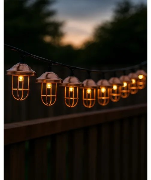 LED Solárny reťazec 10xLED/1,2V 300 mAh 3,8 m IP44 medený