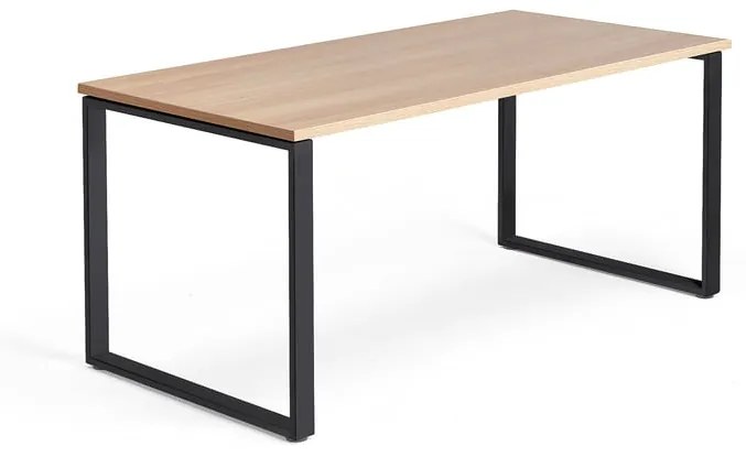 Kancelársky pracovný stôl QBUS, O-rám, 1600x800 mm, dub/čierna