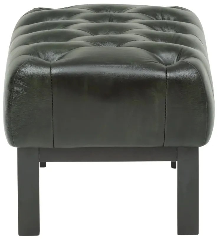 furniture-nabytek.cz - Masívny taburet Chesterfield Kingsfield z pravej kože, zelený – 61×46×43 cm