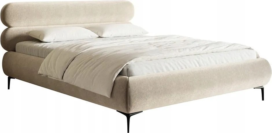 Manželská posteľ 160 cm Rirri (rošt úl. priest.) (svetlobéžová čierna)