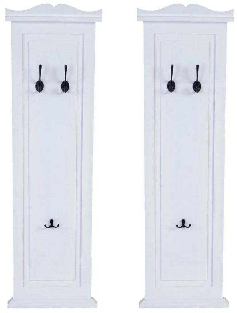 2x vešiaková stena s 3 vešiakmi 53016 - 109x28x3,5 cm, biela