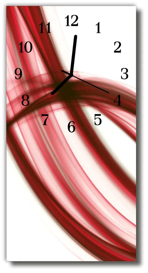 Sklenené hodiny vertikálne Umenie abstrakcia červenej čiary 30x60 cm