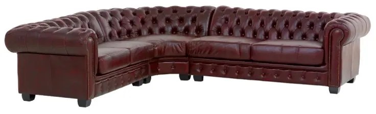furniture-nabytek.cz - Rohová sedacia súprava Chesterfield z pravej kože, červená