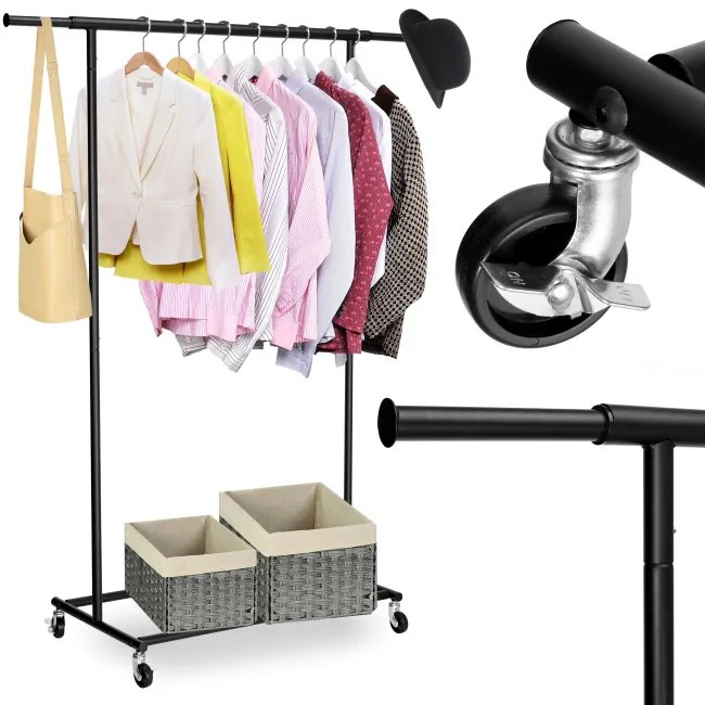 Vešiakový stojan na kolieskach TAHIR čierny