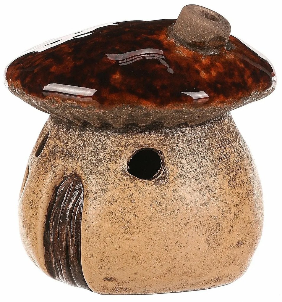Svietnik Hríbový domček hnedá, 12 x 12 x 13 cm