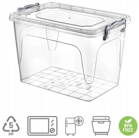 Orion Transparentný úložný box s vekom, UHO, obdĺžnikový nízky 20l, 48x33x20cm