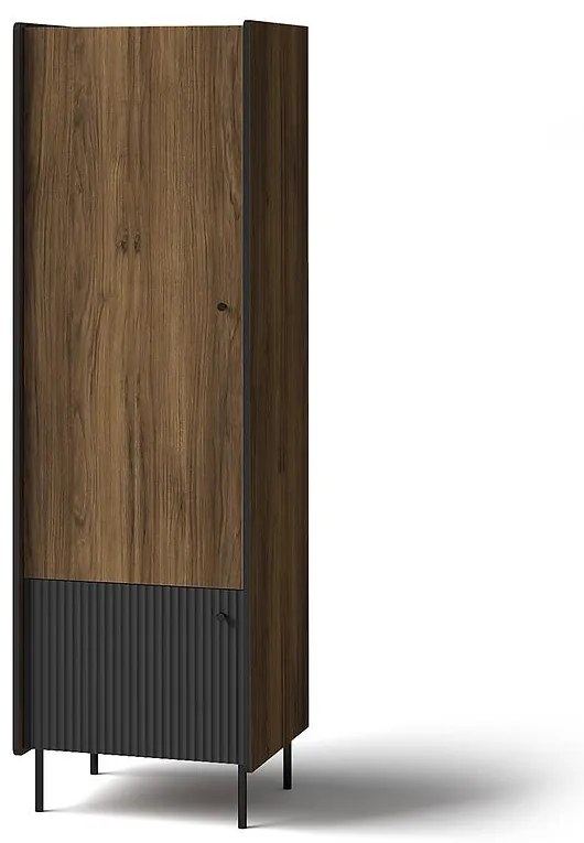 Šatníková skriňa Prestigo P2 2d Orech War/San Seb/Black Matt