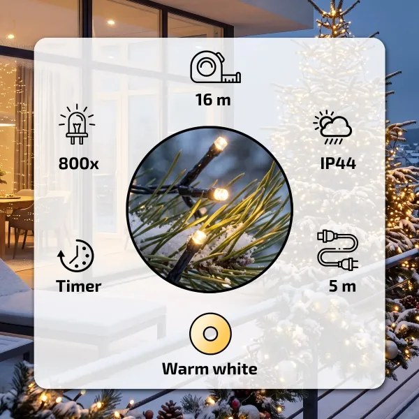 BRILAGI - LED vonkajšia vianočná reťaz 800xLED 21m IP44 teplá biela