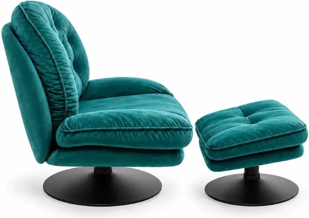 LuxuryForm DESIGN Otočné relaxačné kreslo LUNA s podnožkou – zelené