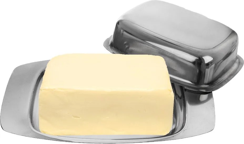 Nádobka na maslo z nehrdzavejúcej ocele v striebornej farbe – Orion