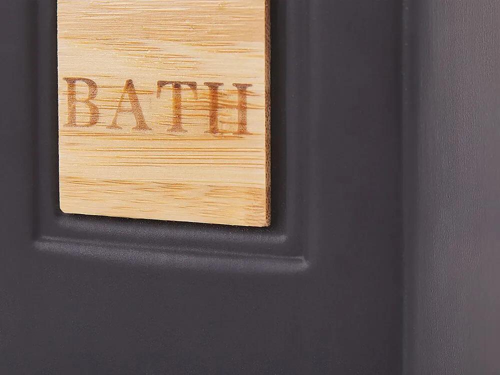 4-dielna keramická súprava kúpeľňových doplnkov čierna/svetlé drevo KOUROU Beliani