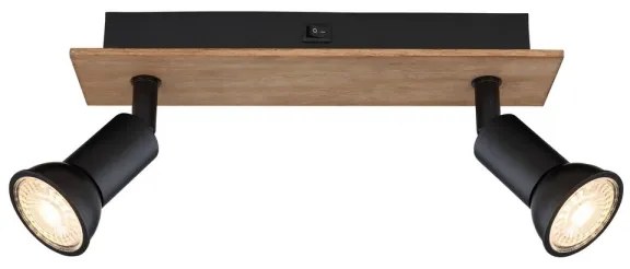 Globo 57998-2W - Bodové svietidlo DREW 2xGU10/35W/230V drevo/čierna