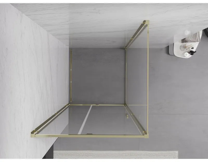 Mexen Exo, výklopný sprchový kút 100 x 100 cm, číre sklo, zlatá, 819-100-100-50-00