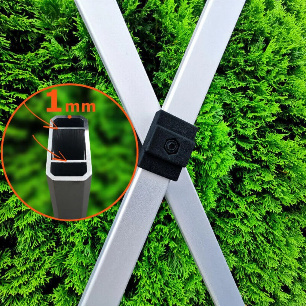 BRIMO Hliníkový Skladací Nožnicový stan 3x3m: Rýchlosť a Spoľahlivosť pre Neziskové Spolky a Kluby - s 3 stenami - Oranžová 4