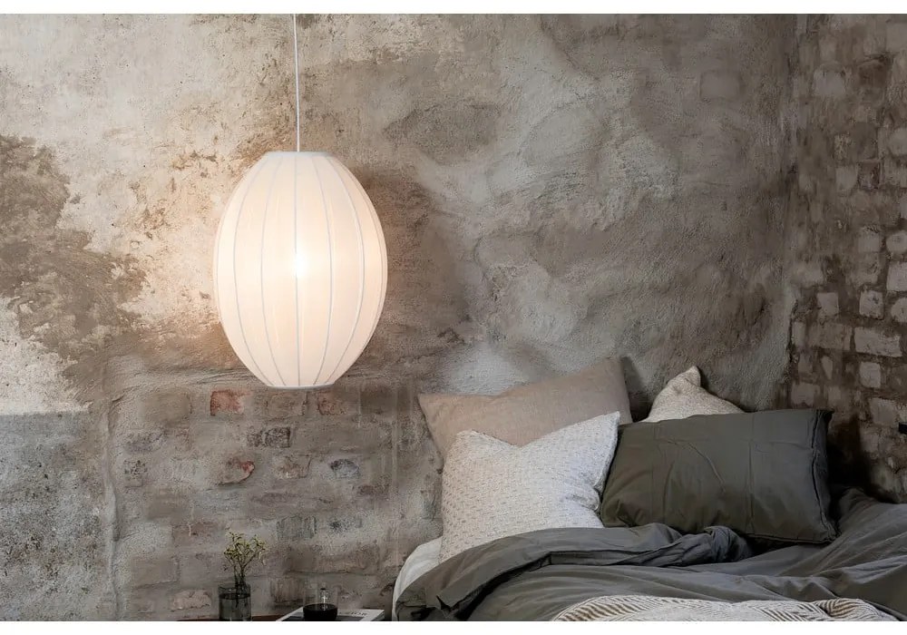 Biele závesné svietidlo s textilným tienidlom ø 40 cm Florence – Markslöjd