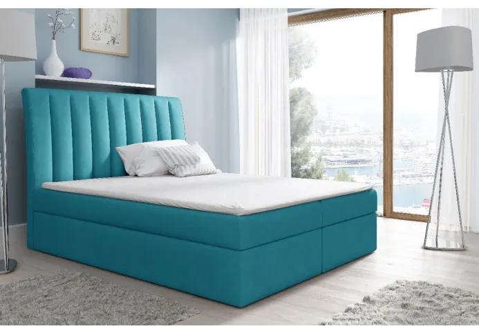 Kontinentálna posteľ Kaspis modrá 180 + topper zdarma