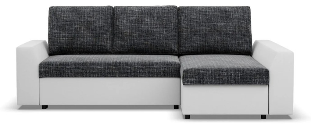 Rohová rozkladacia sedacia súprava PAUL látka v kombinácii s eko-kožou Pravá Sivá/biela I