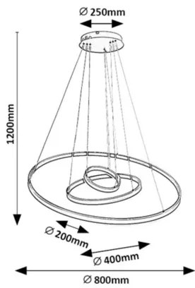 Rabalux 72306 -LED stlmiteľný závesný luster na lane ISAURE LED/100W/230V 3000-6500K+DO
