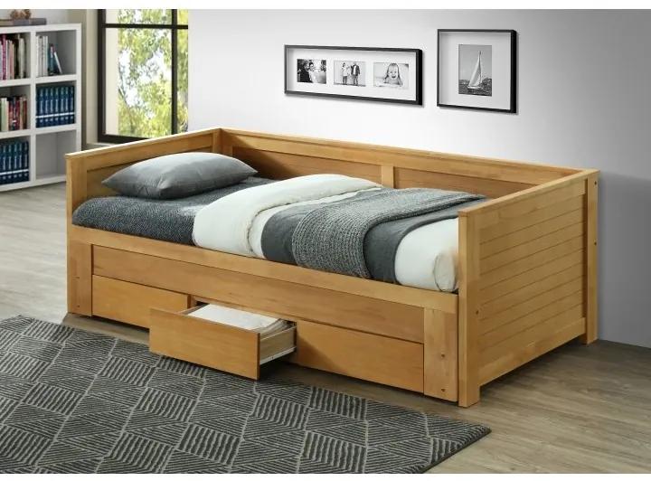 Jednolôžková posteľ s roštami a úložným priestorom Goreta 90 - dub